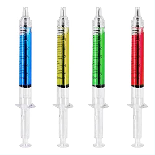 Pineeseatile Spritze Kugelschreiber 4 Farbe Tinte Blue Bulk Neuheit Blood Fun Geschenk Neuheit Blutspritzen Kugelschreiber -Stift -Injektionstifte für Krankenschwesterkostüme - 4 Farbstallpoint Pen von Pineeseatile