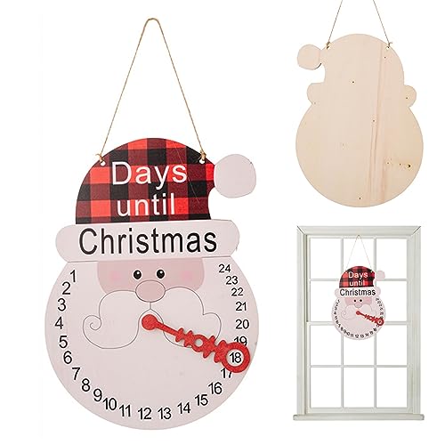 Weihnachten Countdown Dekor Weihnachtsfest -Adventskalender 2023 Holz Weihnachts -Countdown -Schild 8.6x11.4 Zoll Hanging Santa Claus Adventskalender für Weihnachtsdekorationen von Pineeseatile