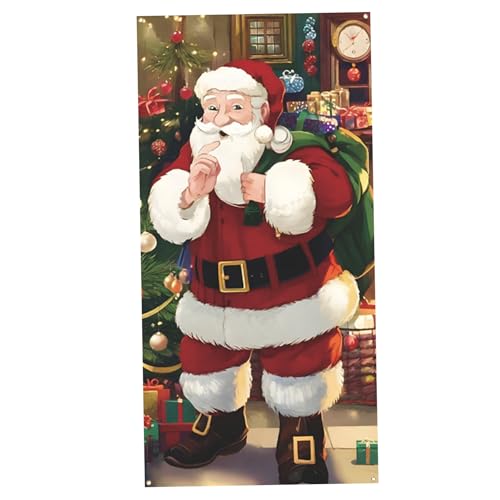 Weihnachtstür -Dekorationen Weihnachts -Tür -Cover, 35x71 -Zoll -Weihnachtsmann -Weihnachtstür -Dekorationen, Polyester -Weihnachts -Tür -Banner, hängende Weihnachtstür -Dekor für Haustür Urlaub Wint von Pineeseatile