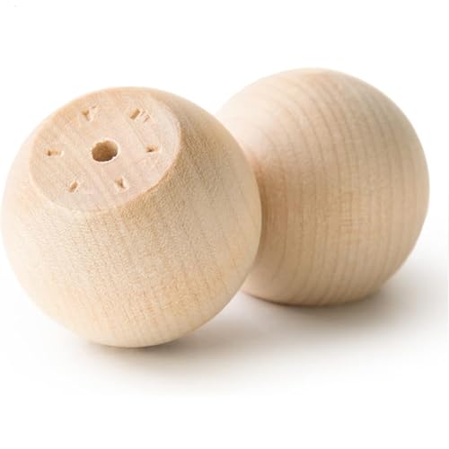 Pinehurst Crafts Unlackierte Holzkugelknäufe, perfekt für Küchenschrankknäufe, Möbel, Kommoden, Schubladen oder Basteln, 3,8 cm, 10 Stück von Pinehurst Crafts