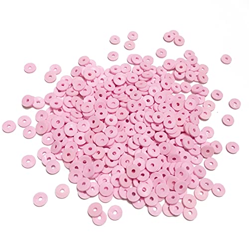 2000pcs Heishi Vinyl Beads Polymer Ton Perlen Flache Runde Spacer Perlen für Herstellung Armband Halskette Ohrring Zubehör DIY Handmade Craft (Light Pink, 6mm) von Pinhoollgo