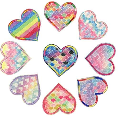 9cs Rainbow Hearts Eisen Auf Patch Für Kleidung Eisen Auf Patches Mädchen Dekorativ Für Kinder Kleidung von PiniceCore