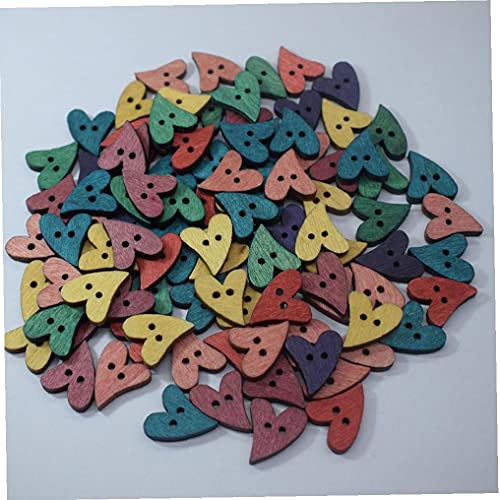 PiniceCore 100pcs 2 Löcher Holzknöpfe Scrapbooking Herz-knopf Lieb Dekorative Mixed Zu von PiniceCore