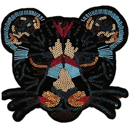 PiniceCore Pailletten Leopard Kopf Eisen Auf Patches Stickerei Applique-Aufkleber Nähen Sie Auf Patches von PiniceCore