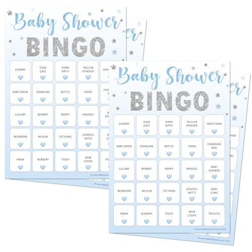 Pink Bee Party (2 Packungen) Baby Bingo - Baby Boys Shower Party Game Each Pack 20 Players (40 if Using Both Packs Together) in Our Theme - Blue Stars von Pink Bee