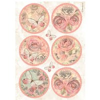 Motiv-Strohseide "Shabby Rose - Motivkreise" von Stamperia