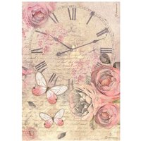 Motiv-Strohseide "Shabby Rose - Uhr" von Pink