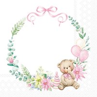 Serviette "Baby Teddy" - Pink von ambiente