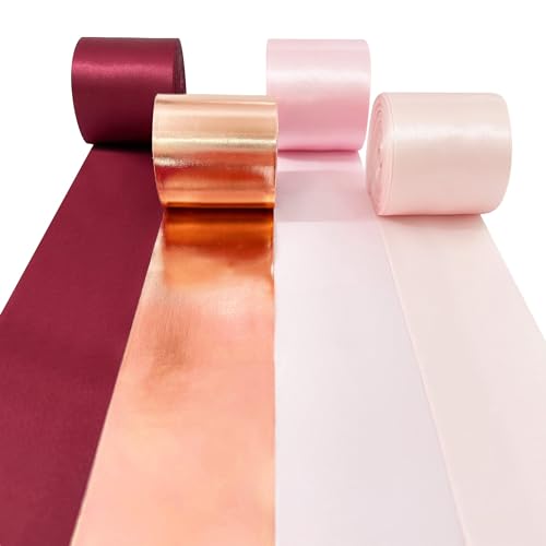 60m Burgunder-Roségold-Satinband 50mm Breit Kastanienbraunes Band für DIY-Bastelarbeiten Geschenke Verpackungen Einladungskarten Brautstrauß Geburtstag Bachelorette Hochzeit Brautparty Dekoration von PinkBlume