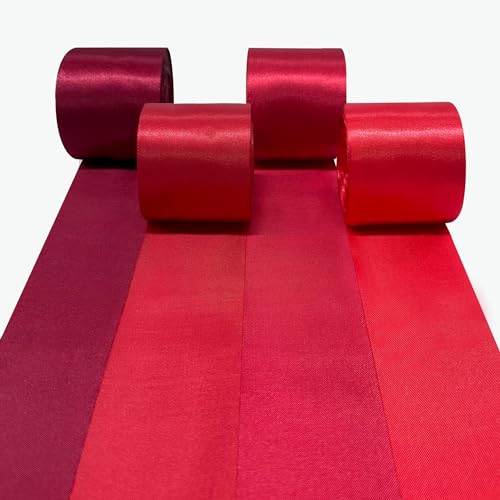 60m Rotes Satinband 50mm Breit Ombre Rotes Band für DIY-Bastelarbeiten Geschenkverpackungen Fransen zum Aufhängen Hintergrund Luftschlange Girlande Hochzeit Jahrestag Geburtstag Valentinstag dekor von PinkBlume