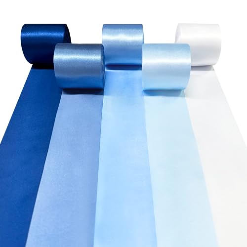 60m Staubblaues Satinband 50mm breit ombre blaues Band für DIY-Bastelarbeiten Geschenke Verpackungen Einladungskarten Party-Hintergrund Hochzeit Junggesellenabschied Geburtstag Brautparty Dekorationen von PinkBlume