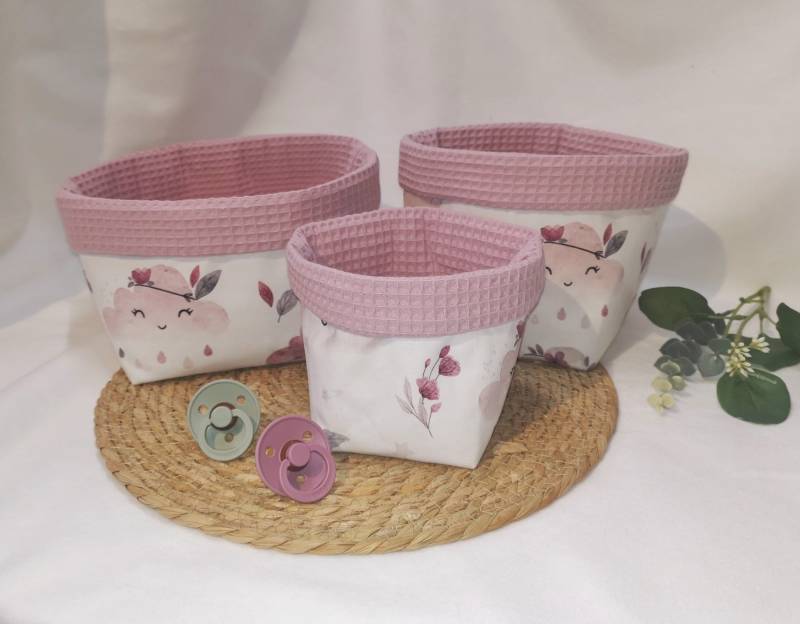 Utensilo Körbchen Wickeltisch Boho Wolken - Rosa Oder Blau Aufbewahrungskörbchen Wickeltischkörbchen Stoffkörbchen Utensilos von PinkCloudsBabyShop