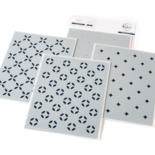 Pinkfresh Studio Stencils 4.25"X5.25" 4/Pkg-Geometric Tile von Pinkfresh Studio