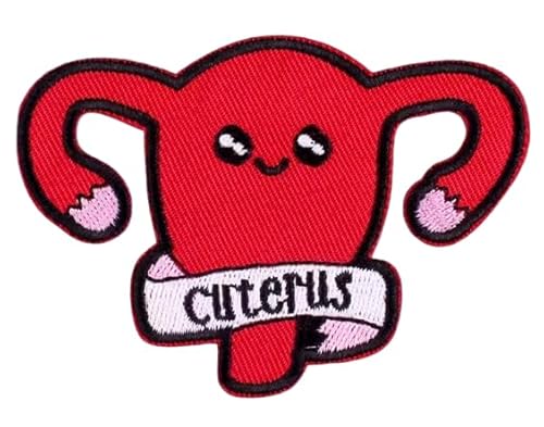 Cuterus Niedlicher Uterus lächelnder Kawaii Cartoon Pro Choice Reproduktive Rechte Frauen Körper Roe Wade Feminist 8,6 cm bestickter Aufnäher zum Aufbügeln für Kleidung von Pinstant