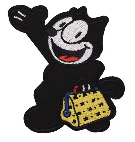 Felix The Cat Classic Black White Cartoon 9,1 cm Bügelbild bestickter Aufnäher für Kleidung von Pinstant