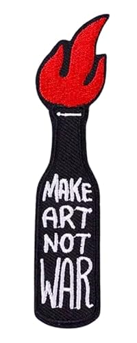 Make Art Not War Molotov Cocktail Fire Bottle Fine Painting Peace Love 9.9 cm Iron On Embroidered Patch for Clothing von Pinstant