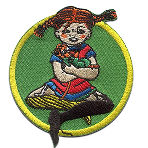 Pippi Langstrumpf © mit Herr Nilsson - Aufnäher, Bügelbild, Aufbügler, Applikationen, Patches, Flicken, zum aufbügeln, Größe: 6 x 6,9 cm von Pippi Langstrumpf