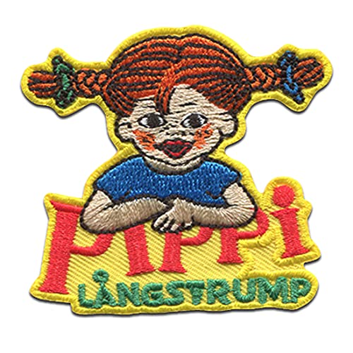 Pippi Langstrumpf © mit Logo - Aufnäher, Bügelbild, Aufbügler, Applikationen, Patches, Flicken, zum aufbügeln, Größe: 6 x 5,5 cm von Pippi Langstrumpf