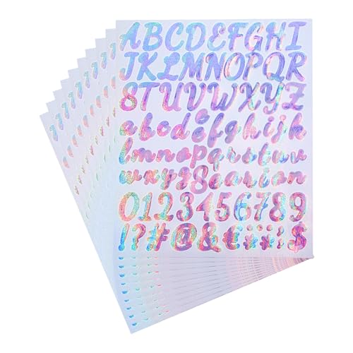 Piriuuo 10 Stück Buchstaben Aufkleber, Silber Glitzer Vinyl Buchstabenaufkleber Selbstklebende Aufkleberbuchstaben Buchstaben Sticker Klebebuchstaben für Fenster, Türen, Poster, DIY Scrapbooking von Piriuuo