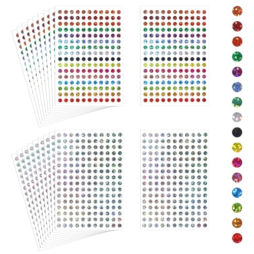 Piriuuo 3520 Stück Klebepunkte Bunt, Glänzende Punkt Aufkleber 6 mm Bunte Laser Punkt Aufkleber Selbstklebende Klebepunkte Aufkleber Markierungspunkte Klebepunkte Farbcodierung Etiketten (20 Blatt) von Piriuuo