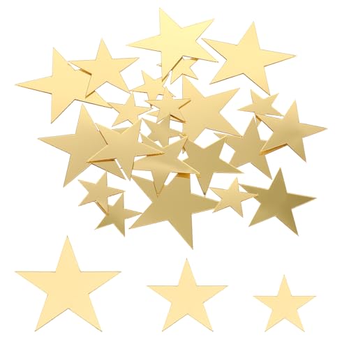 Piriuuo 40 Stück Wandsticker Kinderzimmer, 3 Größen Gold Sterne Wandtattoo Acrylspiegel Wandaufkleber Entfernbare Wanddekor-Aufkleber Wandaufkleber Sticker für Schlafzimmer, Wohnzimmer, Babyzimmer von Piriuuo