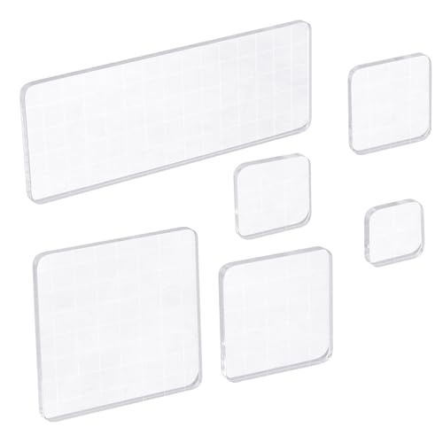 Piriuuo 6 Stück Acryl Stempelblock Set, Acrylblock für Silikonstempel Transparent Stempelblöcke mit Gitterlinien DIY Acryl Stempelblock Set für Scrapbook Stempel Weihnachtskarten Crafts Making(Gerade) von Piriuuo