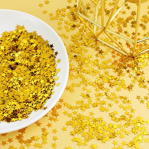 Piriuuo 3000 Stück Sterne Konfetti Gold, Glitzerstern Partykonfetti Glitzer Sterne Deko, Stern Weihnachten Tischdeko, Sterndekoration für Hochzeit Jubiläum, Halloween, Geburtstag, Hochzeit, Party, DIY von Piriuuo