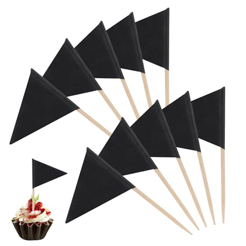 Zahnstocher mit Flagge, blanko, Zahnstocher, Käsemarker, Flagge, Cupcake-Topper, Sticks, Lebensmitteletiketten für Party, Buffet, Lebensmittel-Etiketten, für Party, Lebensmitteldekoration, Schwarz, von Piriuuo