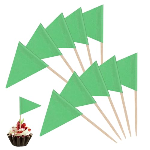 Zahnstocher mit Flagge, blanko, Zahnstocher, Käsemarker, Flagge, Cupcake-Topper, Sticks, Lebensmitteletiketten für Party, Buffet, Lebensmitteletiketten für Party, Lebensmitteldekoration, Grün, 100 von Piriuuo