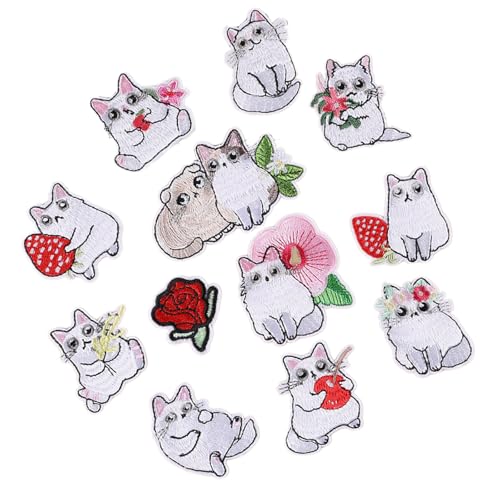 12 PCs Cartoon Bestickte Flecken Weiße Katzen Nähen Flecken Eisen Auf Applique Nähen 12 PCs Cartoon Bestickte Flecken Weiße Katzen Nähen Flecken Eisen Auf Applique Nähen von Pitadue