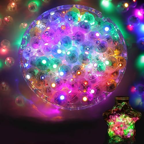 Piucrty Ballonlichter Mini Led Farbig Lichter 100Pcs für Leuchtende Luftballons Geburtstag Leuchtkugel für Karneval Deko Neon Party Gadgets Geburtstagsdeko Hochzeitsdeko Himmelslaterne Silvester von Piucrty