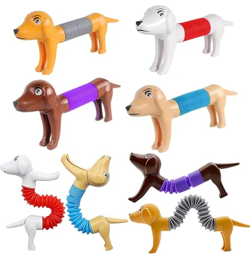 Piucrty Mitgebsel Kindergeburtstag Hund Pop Tubes 4Pcs Kleinigkeiten Beschäftigung Autofahrt Kinder Pinata Füllung Sensorik Reise Adhs Spielzeug Give Aways Fidget Toy Kleine Geschenke Wundertüte von Piucrty