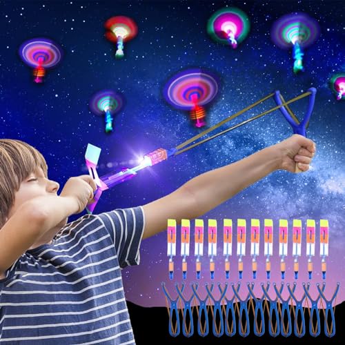 Piucrty Party Fly Leuchtspielzeug Kinder Propeller Spielzeug Mitgebsel Kindergeburtstag 12 Stück Give Aways Outdoor Led Fliegendes Schleuder Spiele Gastgeschenke für Jungen Silvester Geschenke Set von Piucrty