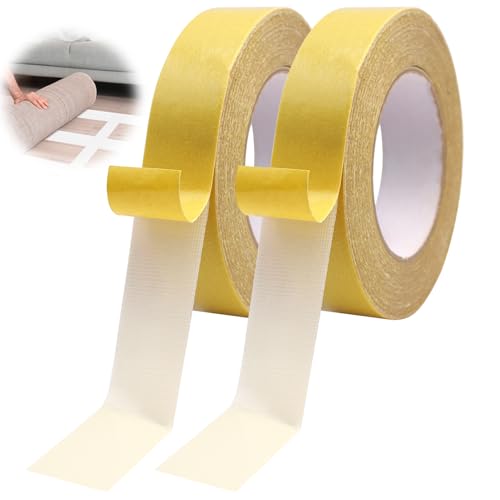 Piuluvor® 2 Rolls Teppichklebeband Doppelseitig, 20m × 3cm Double Sided Tape Strong Doppelseitiges Klebeband extra stark für Teppiche, Metall, Kunststoff, Pappe, Fliesen von Piuluvor