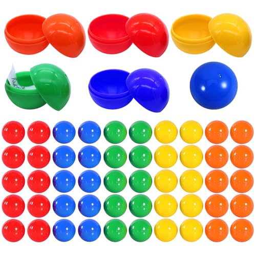 Piuluvor® 50 Stück Tombola Bälle, Lotterie Bälle 3cm Teilbare Plastikkugeln Bingo Ball Kugeln zum Befüllen für Partygeschenke Bingo Spiel Festliche (5 Farbe) von Piuluvor