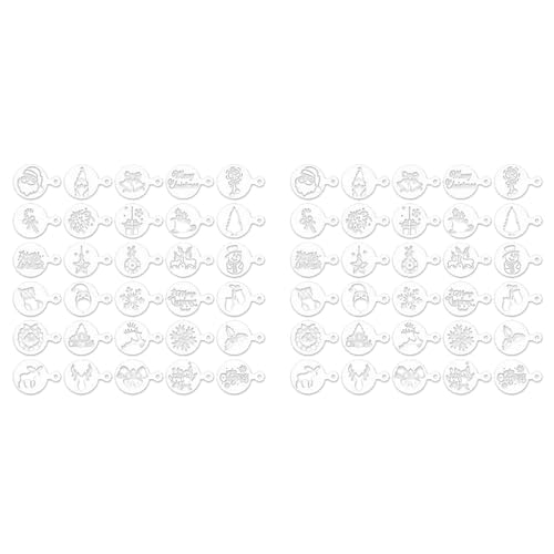 Piuusngy 60 Stück Keksschablonen Kuchen Vorlagen Kaffee Schablonen Wiederverwendbare Malerei Kuchen Schablone Vorlagen Prägeformen von Piuusngy