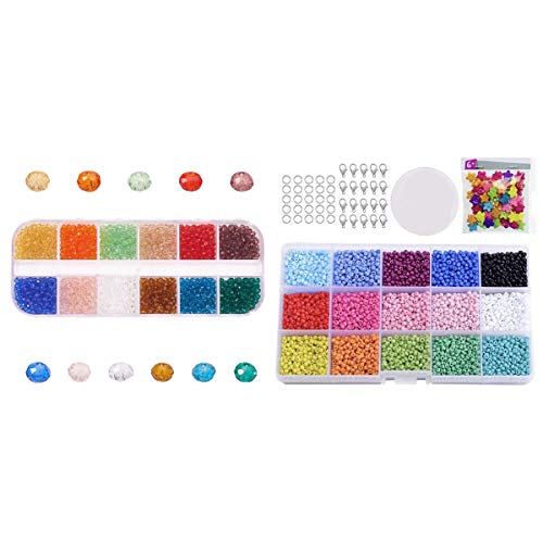 Piuusngy Glasperlen-Set, 1200 Stück, mit farbigen 3 mm Glasperlen für Kinder, DIY-Armband, Kunst und Schmuckherstellung, Spielperlen von Piuusngy