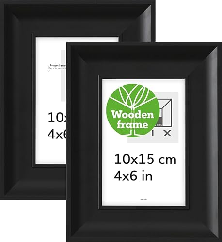 Pix FRAMES Bilderrahmen 10x15 cm x2 Set - Holzrahmen - Picture Frame - Holzbilderrahmen - Holz Bilderrahmen - Fotorahmen - Schwarz von Pix FRAMES