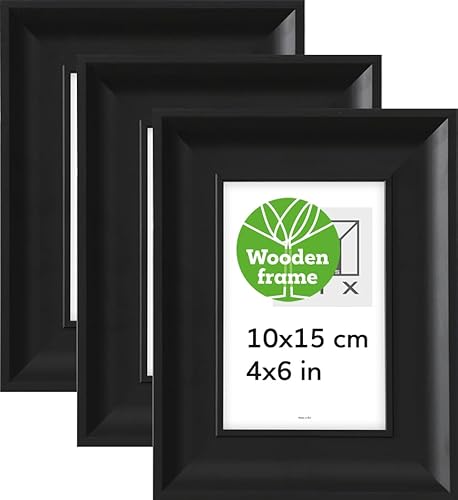 Pix FRAMES Bilderrahmen 10x15 cm x3 Set - Holzrahmen - Picture Frame - Holzbilderrahmen - Holz Bilderrahmen - Fotorahmen - Schwarz von Pix FRAMES