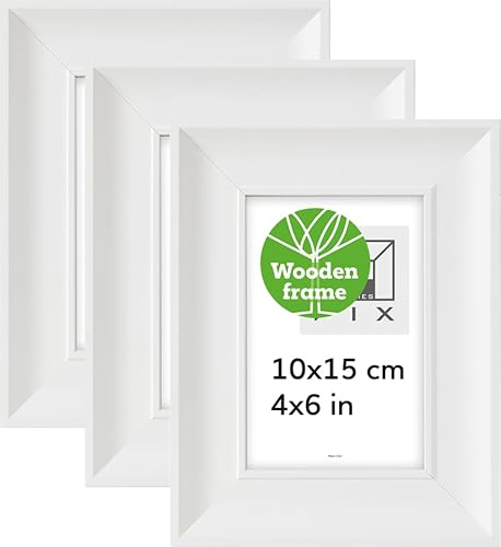 Pix FRAMES Bilderrahmen 10x15 cm x3 Set - Holzrahmen - Picture Frame - Holzbilderrahmen - Holz Bilderrahmen - Fotorahmen - Weiß von Pix FRAMES