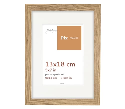 Pix FRAMES Bilderrahmen 13x18/9x13 cm - Idea Pass Kollektion - Holzrahmen mit Passe Partout - Picture Frame - Holzbilderrahmen - Holz Bilderrahmen - Fotorahmen - Eiche von Pix FRAMES