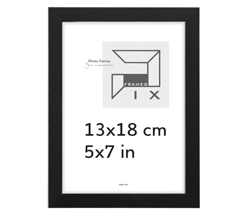 Pix FRAMES Bilderrahmen 13x18 cm - Fotorahmen aus Holz mit Dekorfolie - Elegantes Rahmen für Fotos - Klassische Rahmen zum Aufhängen und Aufstellen - Schwarz von Pix FRAMES