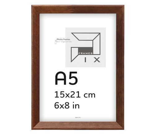 Pix FRAMES Bilderrahmen 15x21 cm A5 - Kollektion Magic Nature - Fotorahmen aus Holz - Rahmen mit Scheiben aus Plexiglas - Rahmen zum Aufhängen und Aufstellen - Modern Photo Frame - Braun von Pix FRAMES