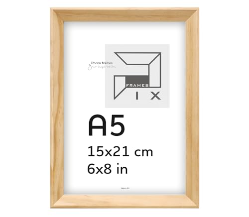 Pix FRAMES Bilderrahmen 15x21 cm A5 - Kollektion Magic Nature - Fotorahmen aus Holz - Rahmen mit Scheiben aus Plexiglas - Rahmen zum Aufhängen und Aufstellen - Modern Photo Frame - Naturfarbe von Pix FRAMES