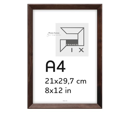 Pix FRAMES Bilderrahmen 21x29,7 cm A4 - Kollektion Magic Nature - Fotorahmen aus Holz - Rahmen mit Scheiben aus Plexiglas - Rahmen zum Aufhängen und Aufstellen - Modern Photo Frame - Dunkel Braun von Pix FRAMES