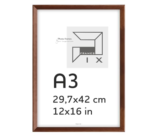 Pix FRAMES Bilderrahmen 29,7x42 cm A3 - Kollektion Magic Nature - Fotorahmen aus Holz - Rahmen mit Scheiben aus Plexiglas - Rahmen zum Aufhängen und Aufstellen - Modern Photo Frame - Braun von Pix FRAMES