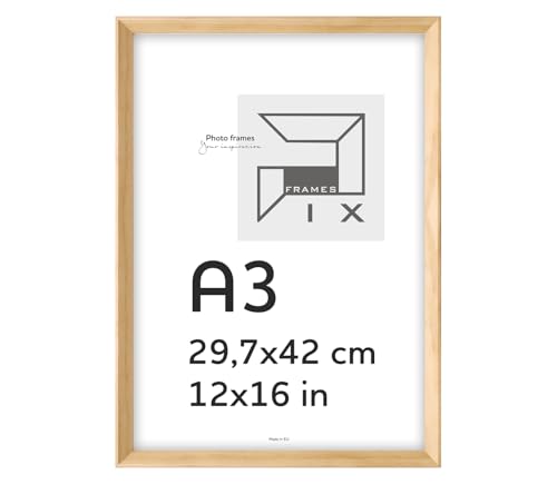 Pix FRAMES Bilderrahmen 29,7x42 cm A3 - Kollektion Magic Nature - Fotorahmen aus Holz - Rahmen mit Scheiben aus Plexiglas - Rahmen zum Aufhängen und Aufstellen - Modern Photo Frame - Naturfarbe von Pix FRAMES