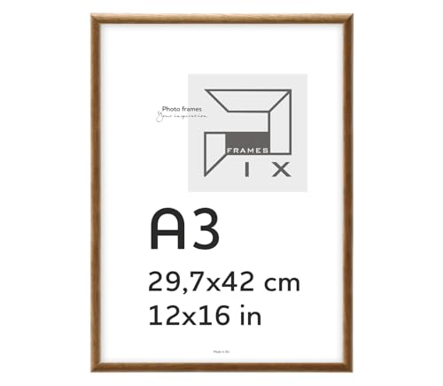 Pix FRAMES Bilderrahmen A3 - Fotorahmen aus Holz - Rahmen mit Scheiben aus Plexiglas - Rahmen zum Aufhängen - Modern Photo Frame - 29,7x42 cm - Braun von Pix FRAMES