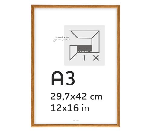 Pix FRAMES Bilderrahmen A3 - Fotorahmen aus Holz - Rahmen mit Scheiben aus Acrylglas- Rahmen zum Aufhängen - Modern Photo Frame - 29,7x42 cm - Honig von Pix FRAMES