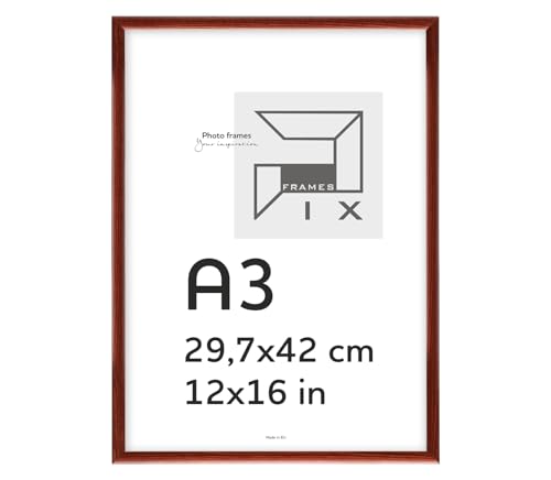 Pix FRAMES Bilderrahmen A3 - Fotorahmen aus Holz - Rahmen mit Scheiben aus acrylglas - Rahmen zum Aufhängen - Modern Photo Frame - 29,7x42 cm - Mahagoni von Pix FRAMES